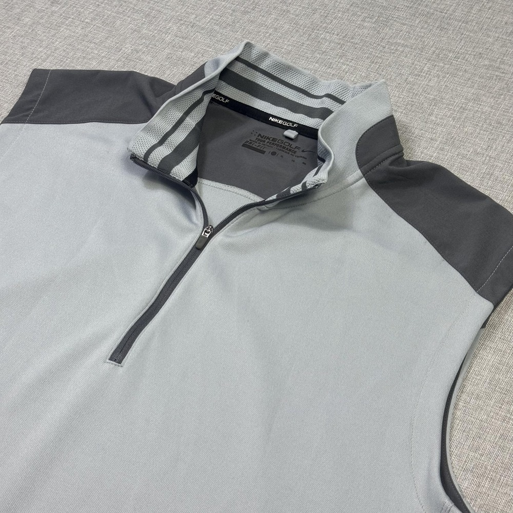 Nike Golf Tour Performance Dri-Fit 1/4 Zip Pullover Mens XL Gray Sleeveless